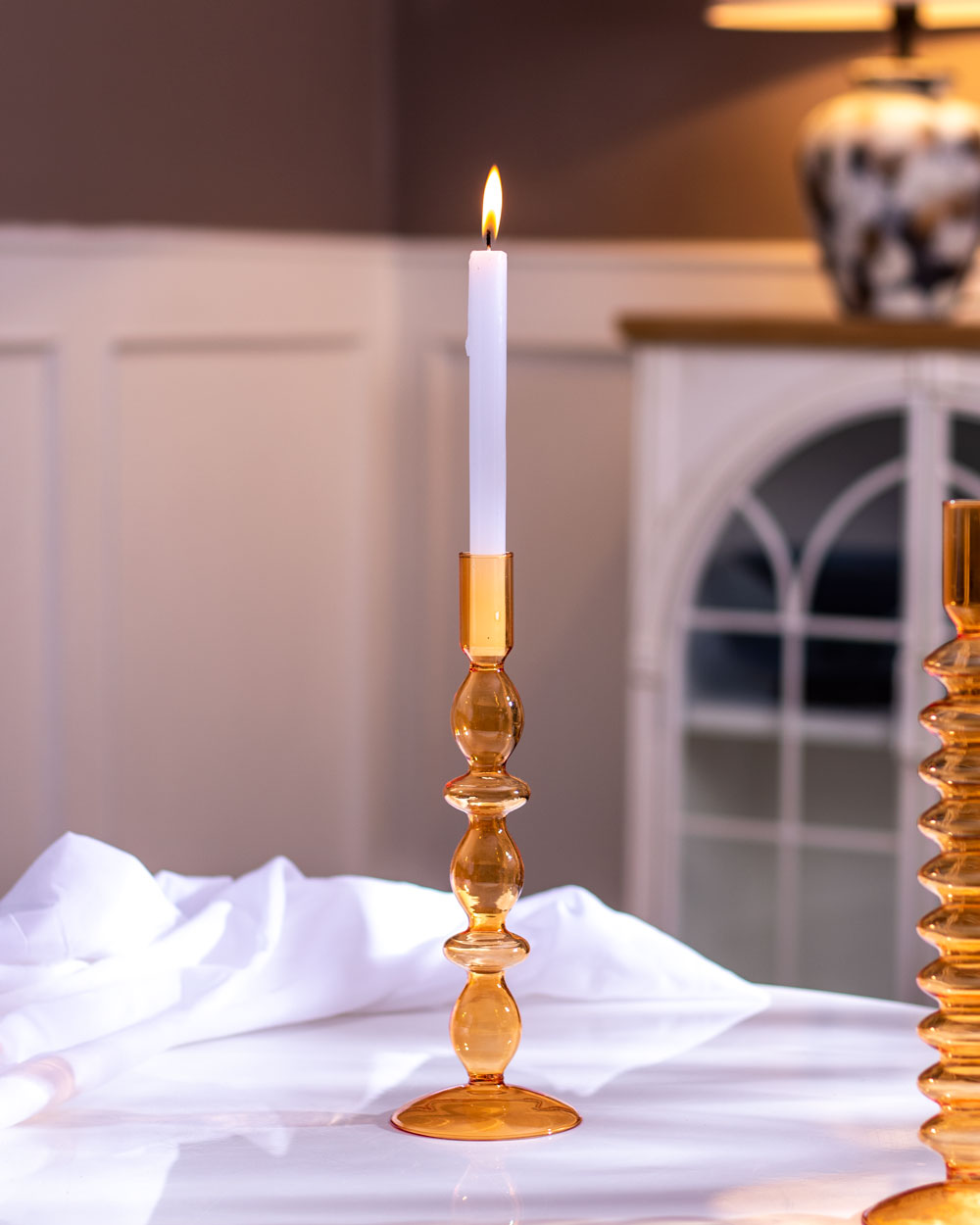 Junips | Magnificent Glass Candlestick holder - Orange