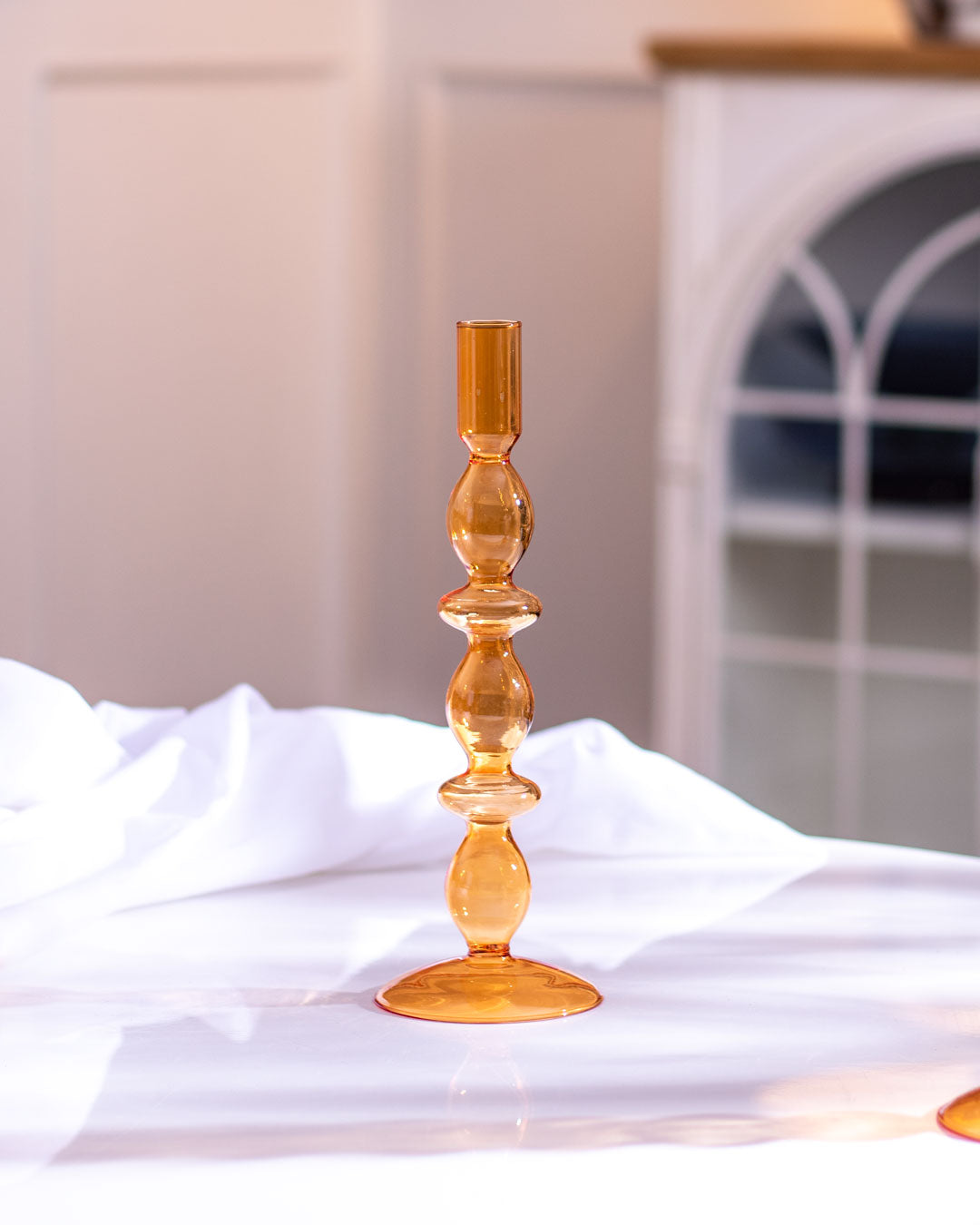 Junips | Magnificent Glass Candlestick holder - Orange