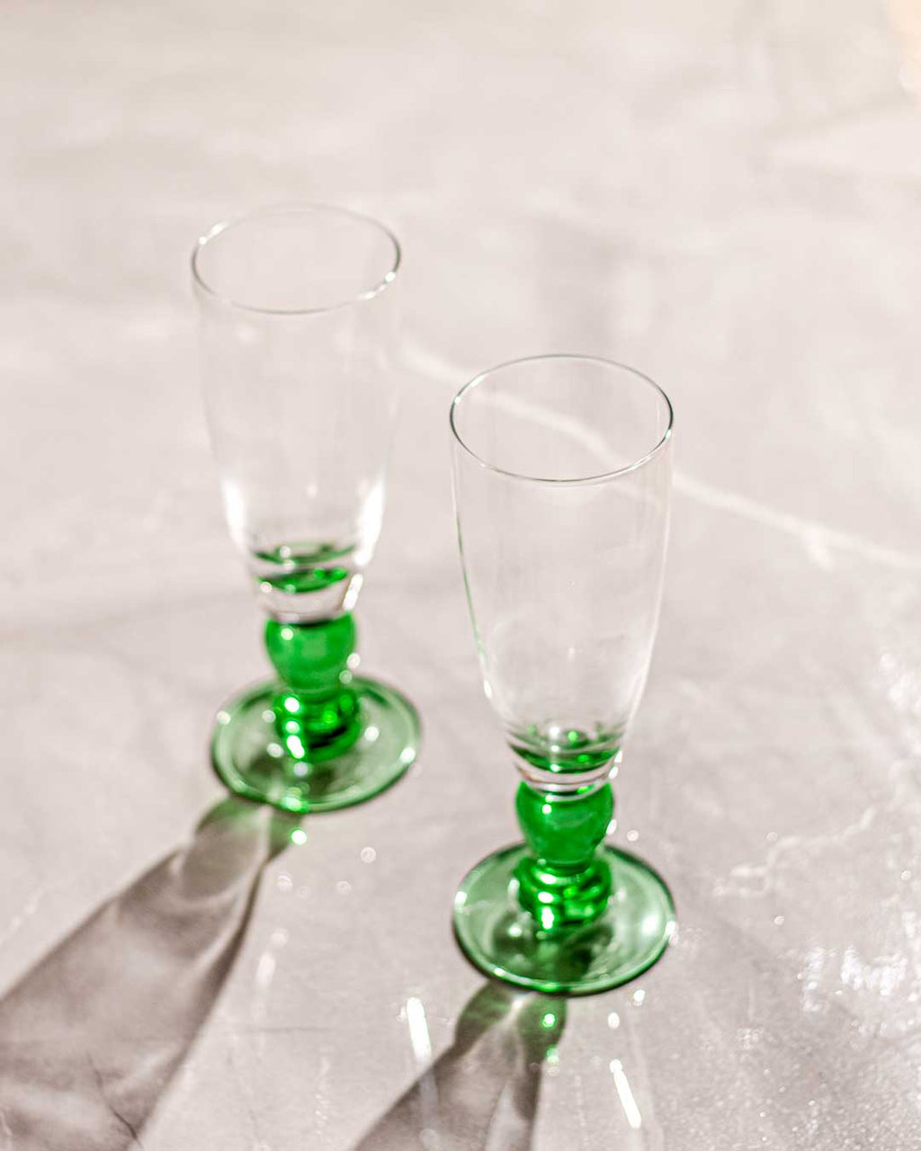 Junips | Swirl Green Champagne Flute - Set of 6