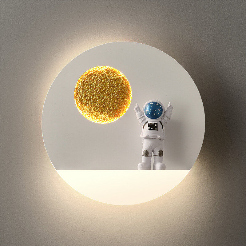 Junips | Contemporary Creative Iron Resin Round Astronaut LED Wall Light Lamp for Bedroom