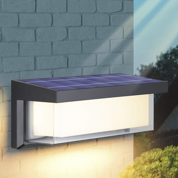 Junips | Modern Minimalist Solar Rectangle PC LED Outdoor Wall Light Lamp For Outdoor Patio