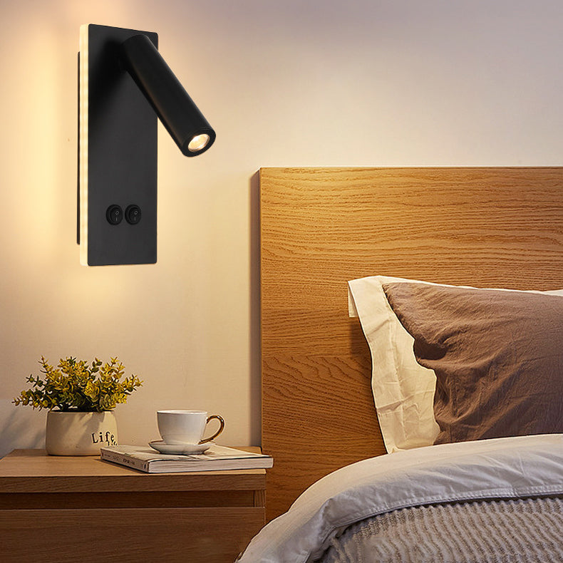 Junips | Modern Minimalistic Rectangular Round Iron Aluminum LED Wall Lamp For Bedroom