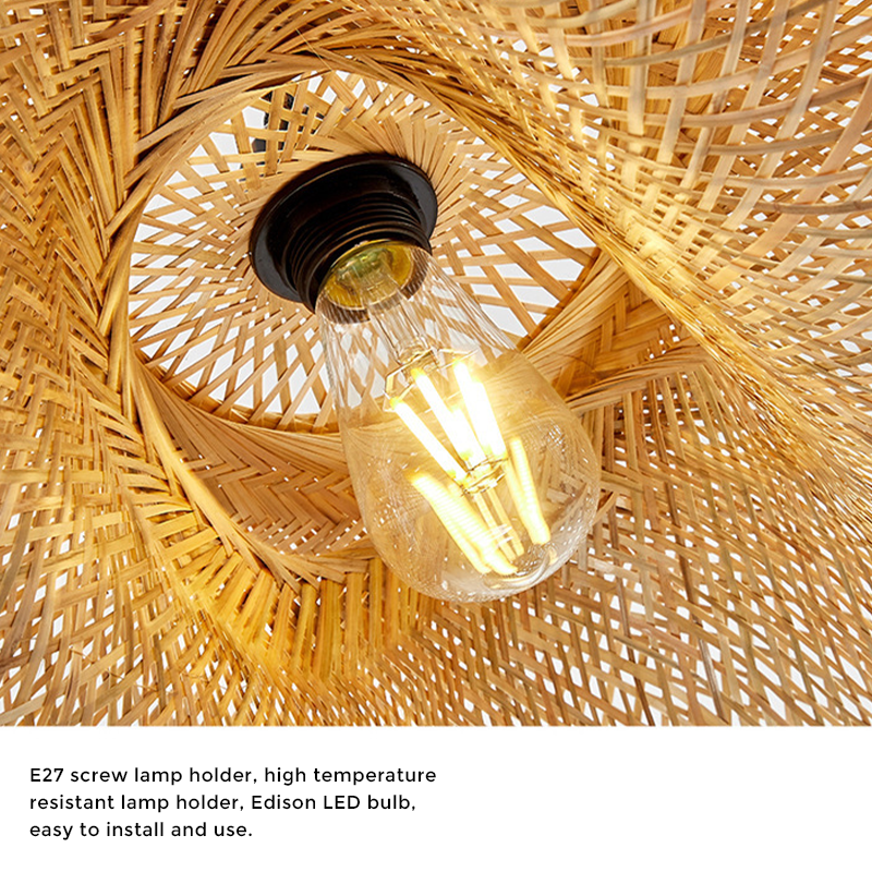 Junips | Rattan Woven Bamboo - Pendant Light - Led - Light