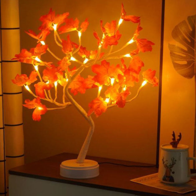 Junips | Contemporary Creative Christmas Plastic Maple Leaf Tree Lights LED Decorative Table Lamp For Bedroom