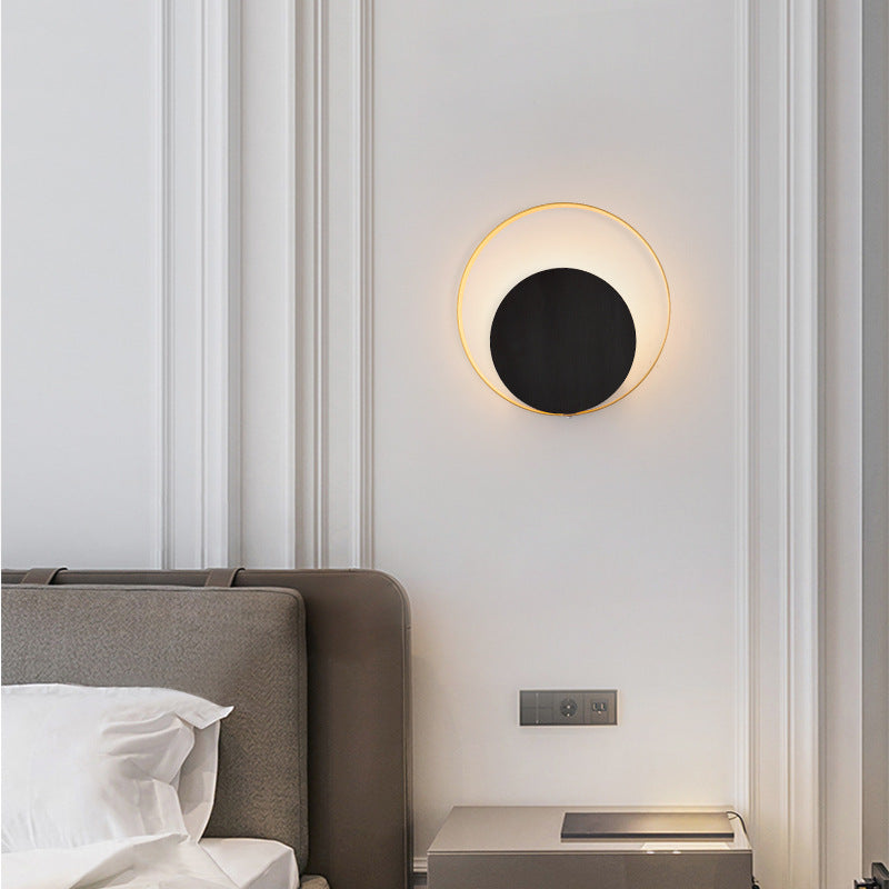 Junips | Modern Minimalist Iron Circle Ring 1-Light Wall Sconces Lamp For Bedroom