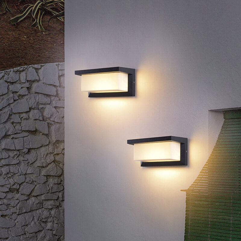 Junips | Modern Minimalist Solar Rectangle PC LED Outdoor Wall Light Lamp For Outdoor Patio