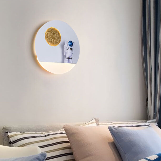 Junips | Contemporary Creative Iron Resin Round Astronaut LED Wall Light Lamp for Bedroom