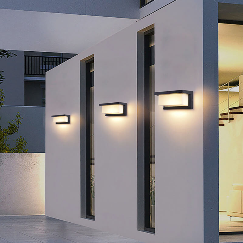 Junips | Modern Minimalist Solar Rectangle PC LED Outdoor Wall Light Lamp For Outdoor Patio