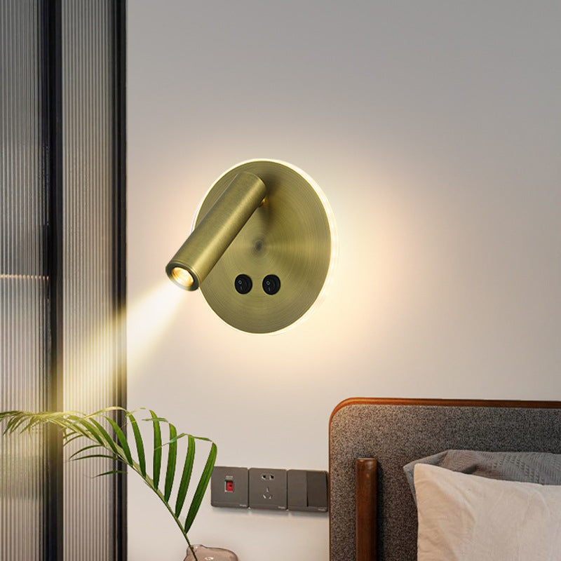 Junips | Modern Minimalistic Rectangular Round Iron Aluminum LED Wall Lamp For Bedroom