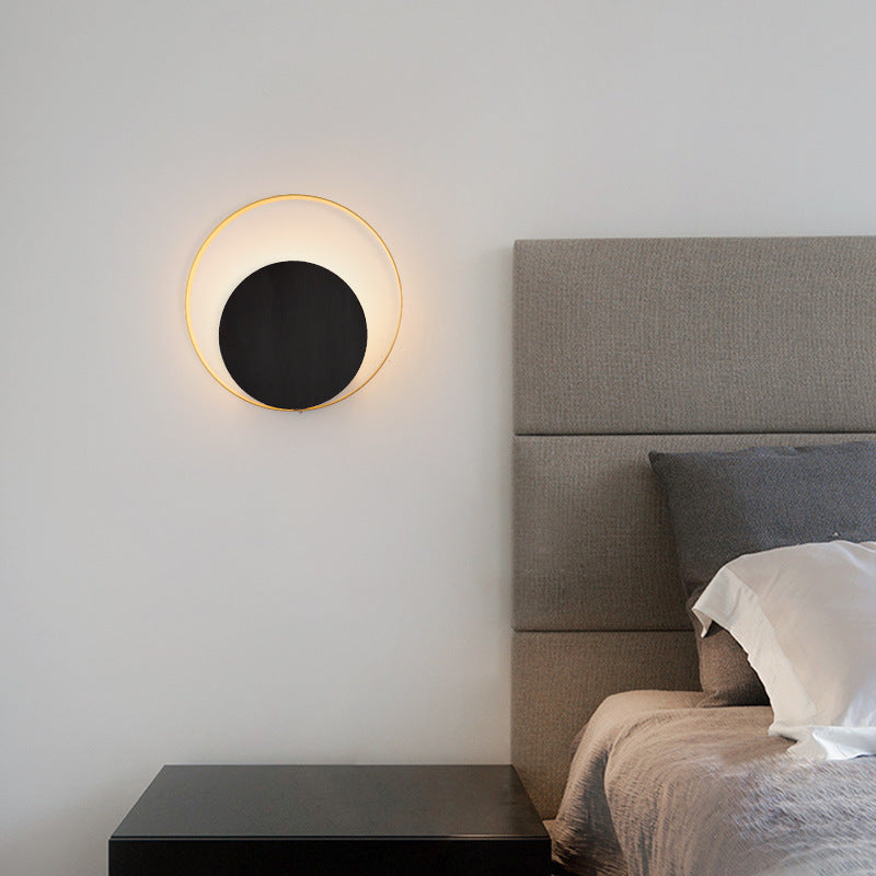 Junips | Modern Minimalist Iron Circle Ring 1-Light Wall Sconces Lamp For Bedroom
