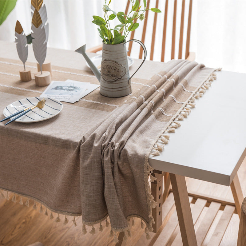 Junips | Waterproof Oil-resistant Rectangular Tablecloth Cotton Linen Wrinkle-resistant Tablecloth for Kitchen Dining Room Buffet Party