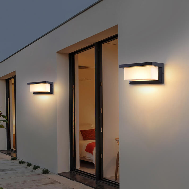 Junips | Modern Minimalist Solar Rectangle PC LED Outdoor Wall Light Lamp For Outdoor Patio
