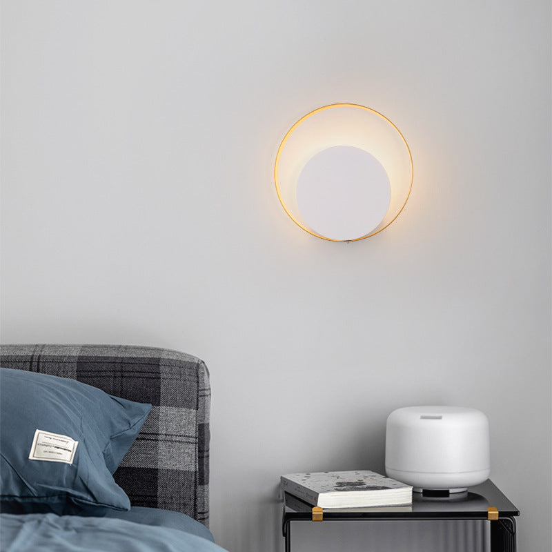 Junips | Modern Minimalist Iron Circle Ring 1-Light Wall Sconces Lamp For Bedroom