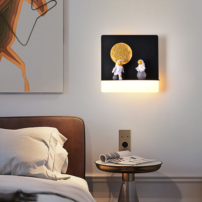 Junips | Contemporary Creative Iron Resin Round Astronaut LED Wall Light Lamp for Bedroom