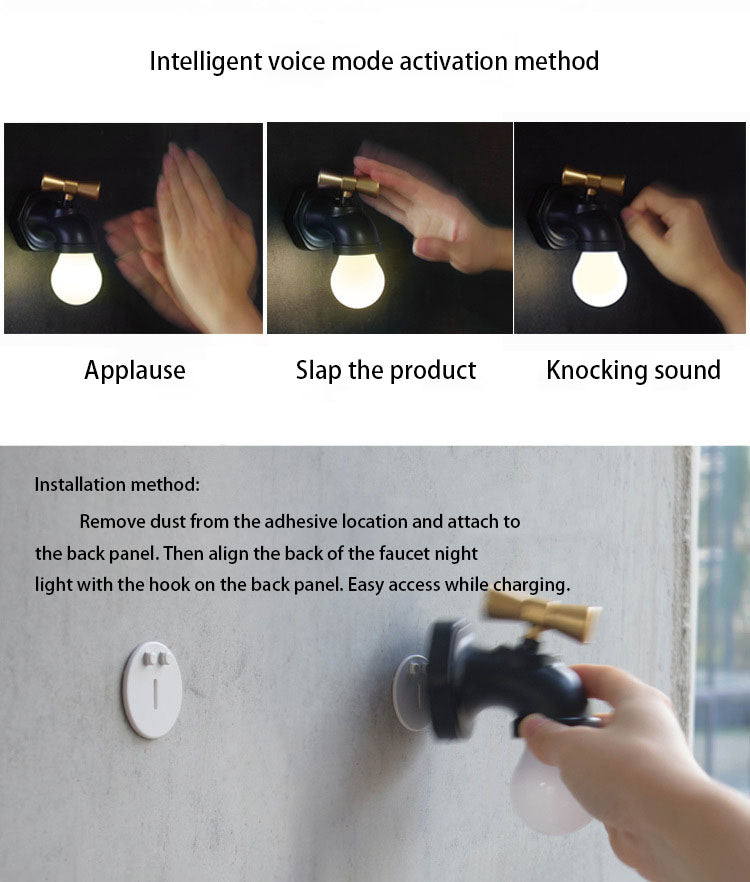 Junips | Modern creative faucet ABS PC USB LED night light wall lamp