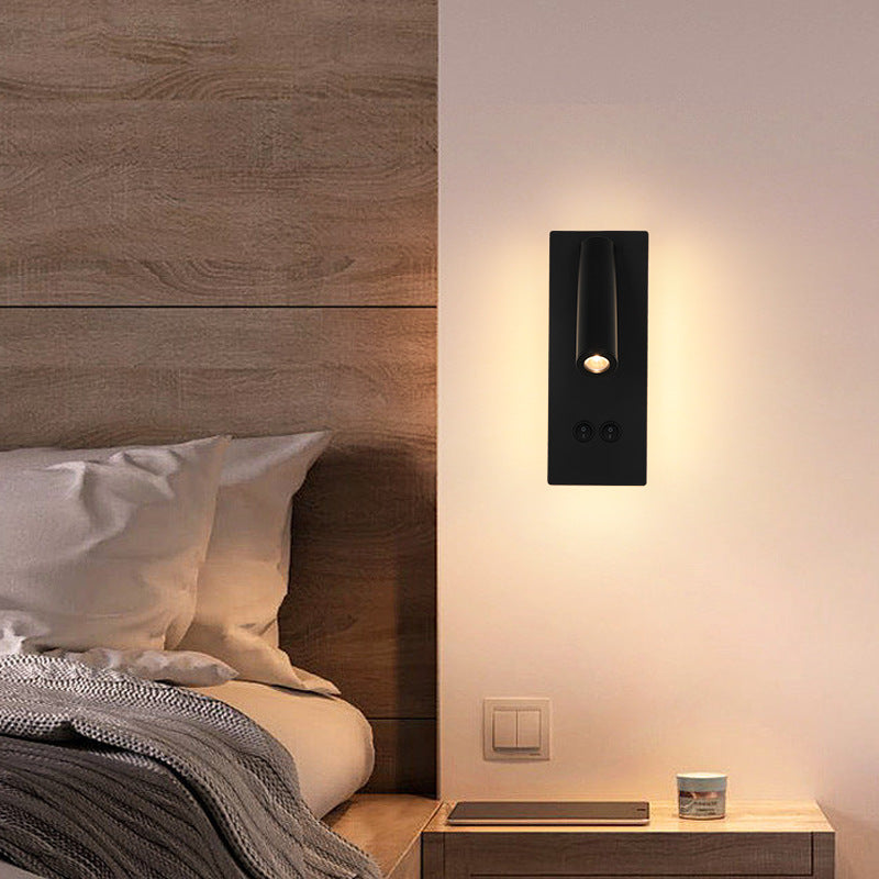 Junips | Modern Minimalistic Rectangular Round Iron Aluminum LED Wall Lamp For Bedroom