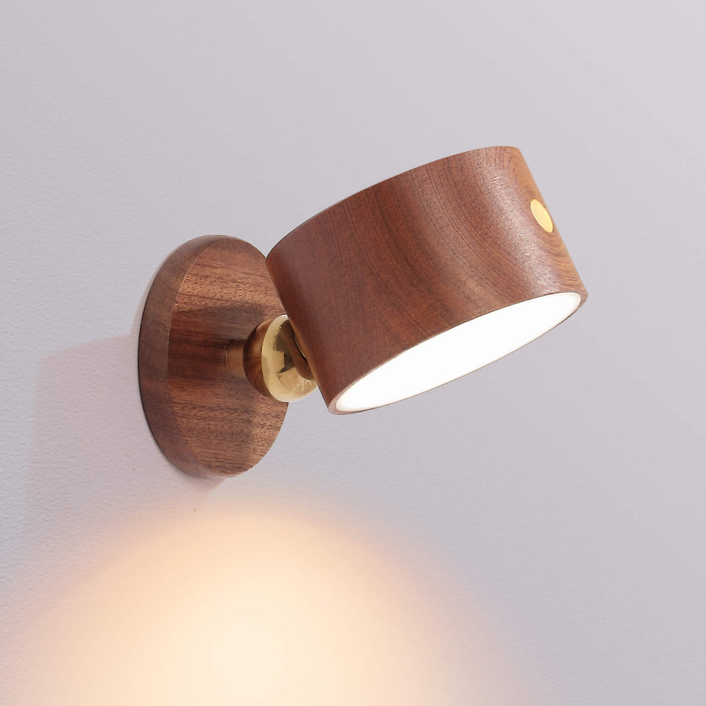Junips | Simple wood USB rechargeable touch magnet LED night light wall sconce lamp