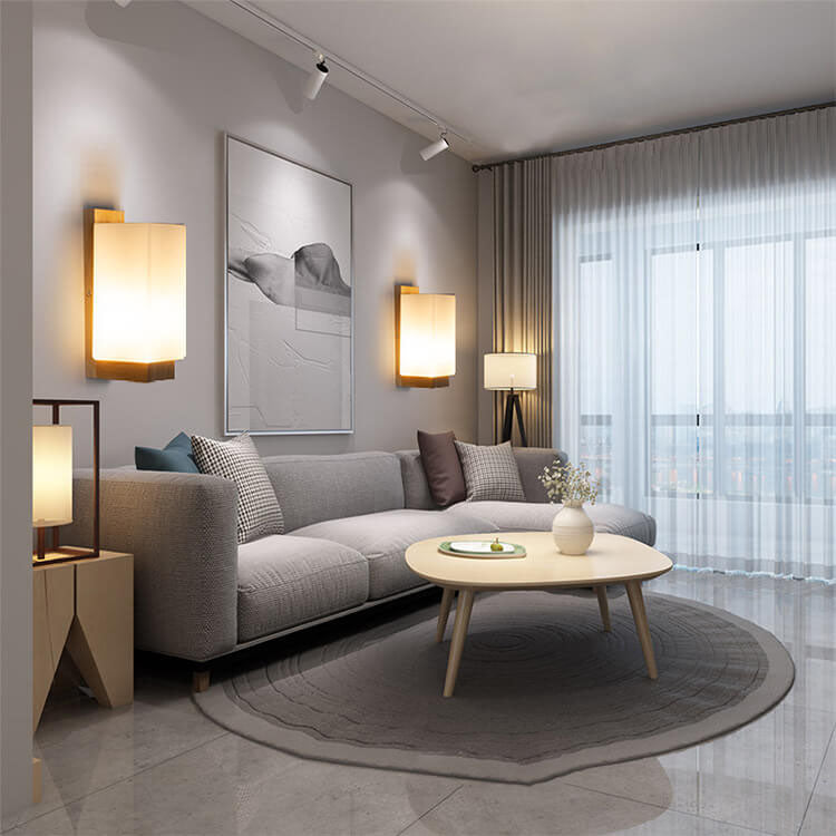 Junips | Modern minimalist solid wood square glass column 1-light wall sconces lamp
