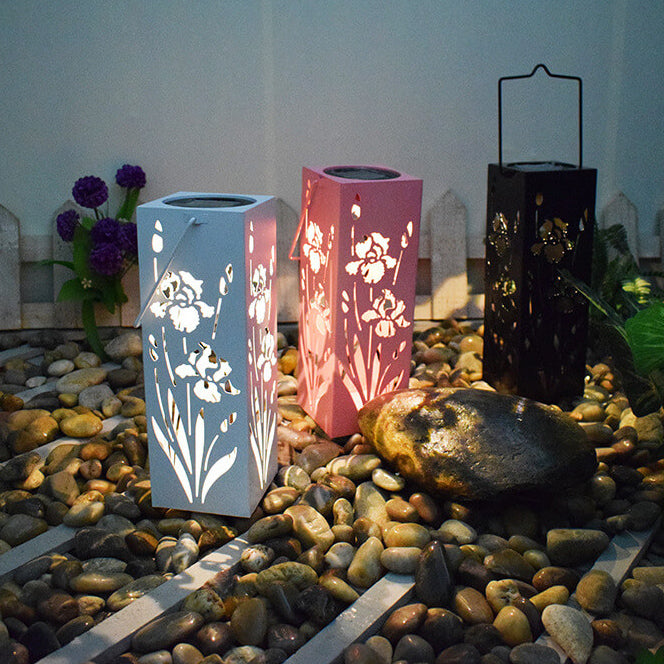 Junips | Solar Butterfly Rose Pattern Hollow Column LED Outdoor Waterproof Decorative Lamp