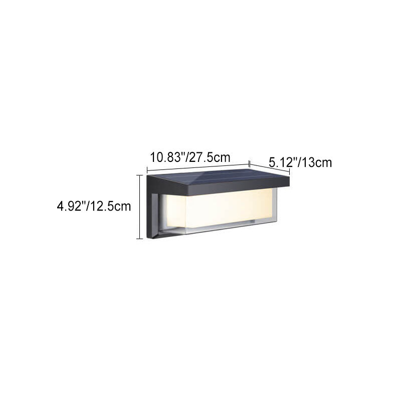 Junips | Modern Minimalist Solar Rectangle PC LED Outdoor Wall Light Lamp For Outdoor Patio