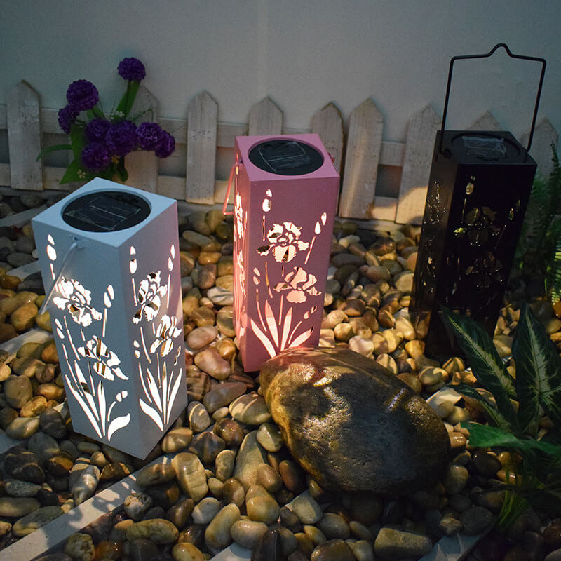 Junips | Solar Butterfly Rose Pattern Hollow Column LED Outdoor Waterproof Decorative Lamp