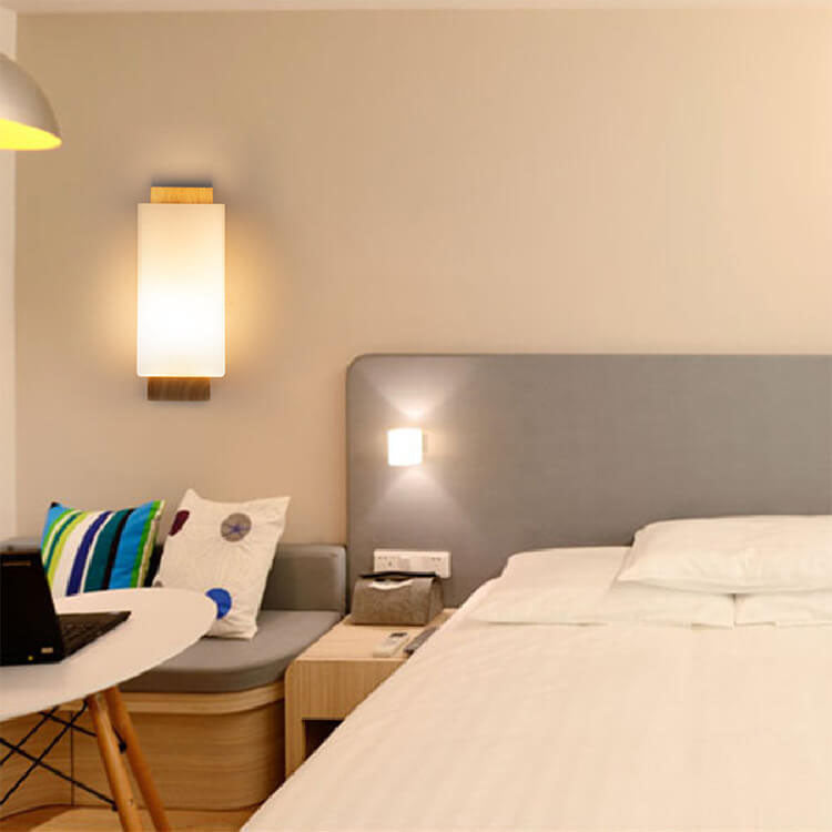 Junips | Modern minimalist solid wood square glass column 1-light wall sconces lamp