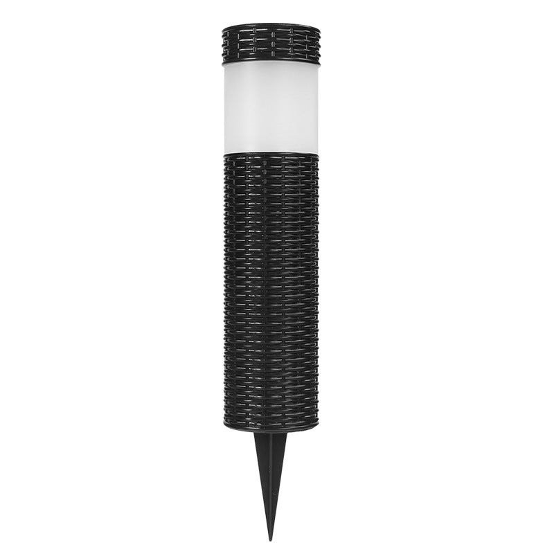 Junips | Outdoor Solar Rattan Cylindrical LED Garden Lawn In-ground Landscape Light
