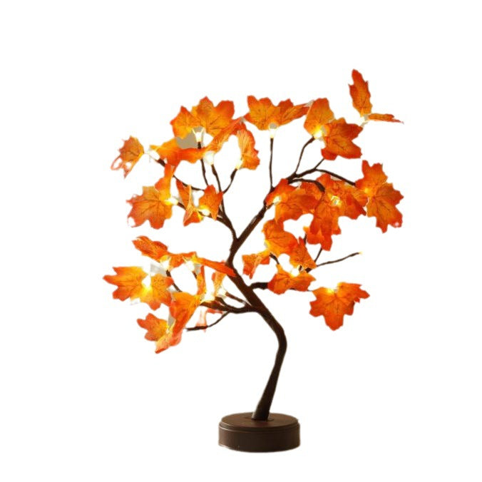 Junips | Contemporary Creative Christmas Plastic Maple Leaf Tree Lights LED Decorative Table Lamp For Bedroom