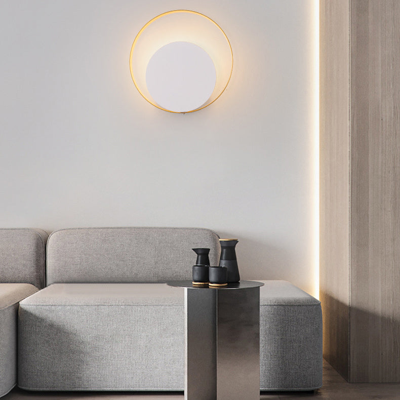 Junips | Modern Minimalist Iron Circle Ring 1-Light Wall Sconces Lamp For Bedroom