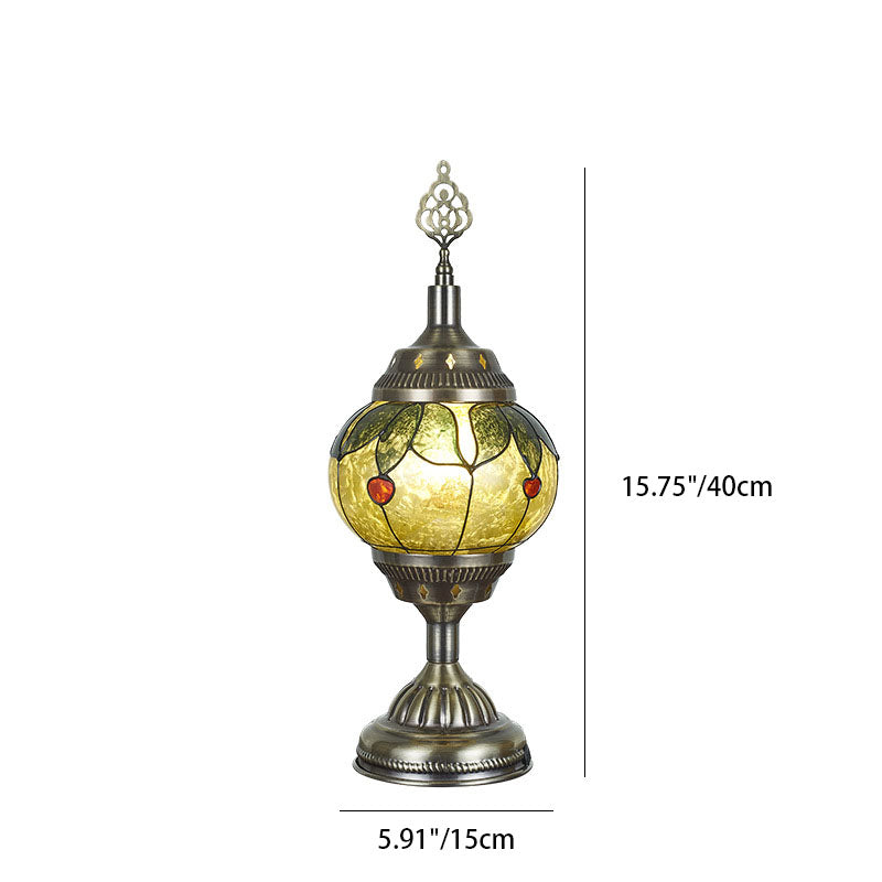Junips | Traditional Tiffany romantic oval iron enameled 1-light table lamp for the bedroom