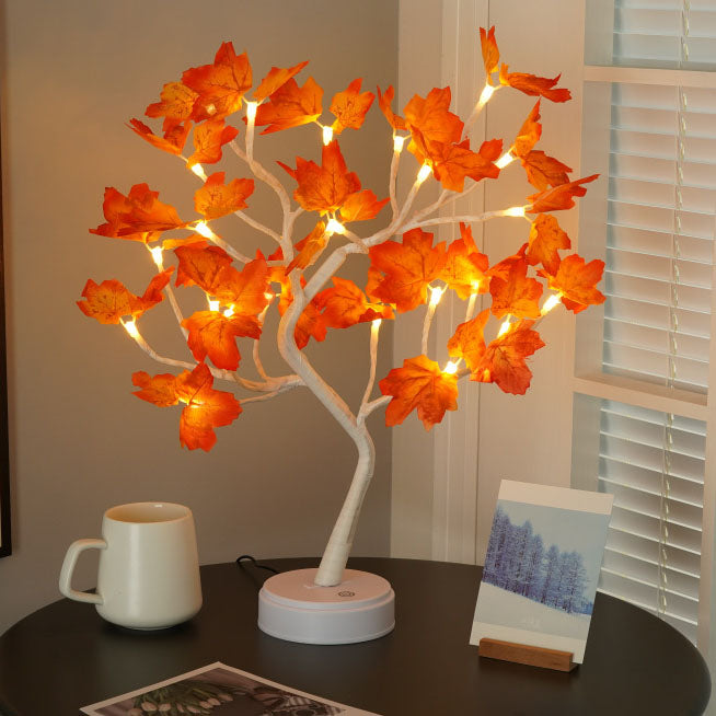 Junips | Contemporary Creative Christmas Plastic Maple Leaf Tree Lights LED Decorative Table Lamp For Bedroom