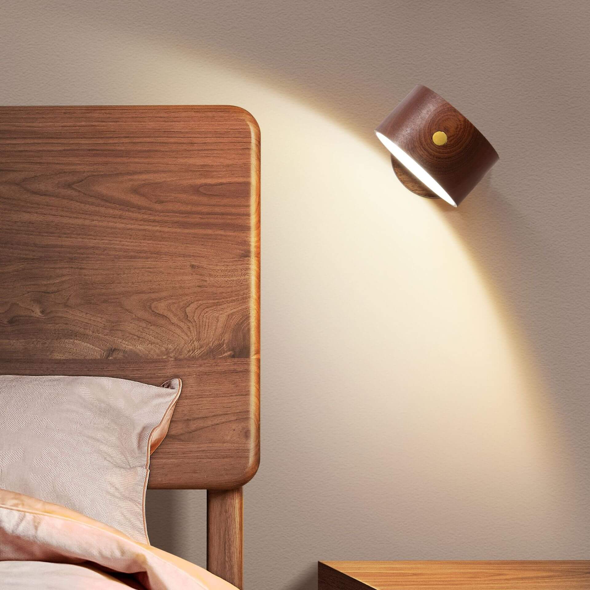 Junips | Simple wood USB rechargeable touch magnet LED night light wall sconce lamp