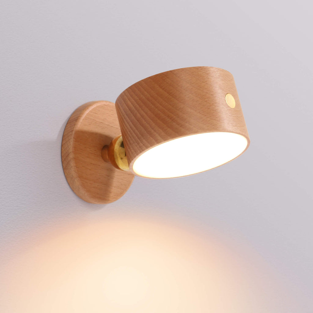 Junips | Simple wood USB rechargeable touch magnet LED night light wall sconce lamp