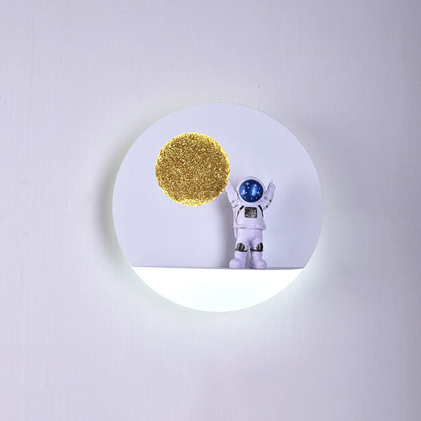 Junips | Contemporary Creative Iron Resin Round Astronaut LED Wall Light Lamp for Bedroom