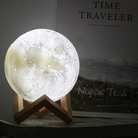 Junips | Creative Mini Rechargeable 3D Printed Moon 1-Light LED Table Lamp