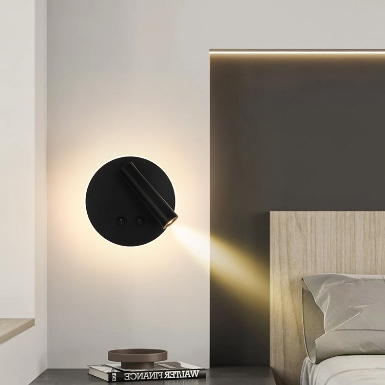 Junips | Modern Minimalistic Rectangular Round Iron Aluminum LED Wall Lamp For Bedroom