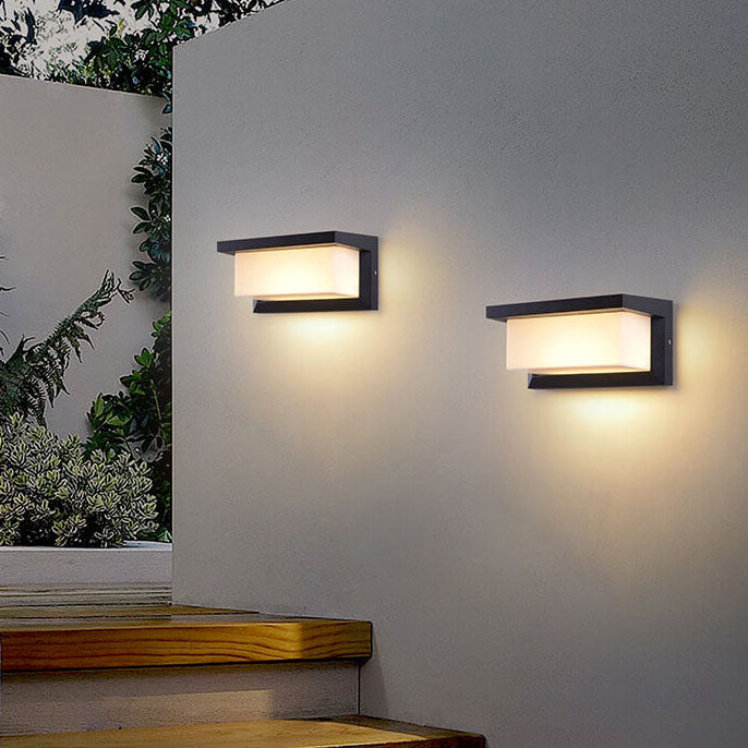 Junips | Modern Minimalist Solar Rectangle PC LED Outdoor Wall Light Lamp For Outdoor Patio