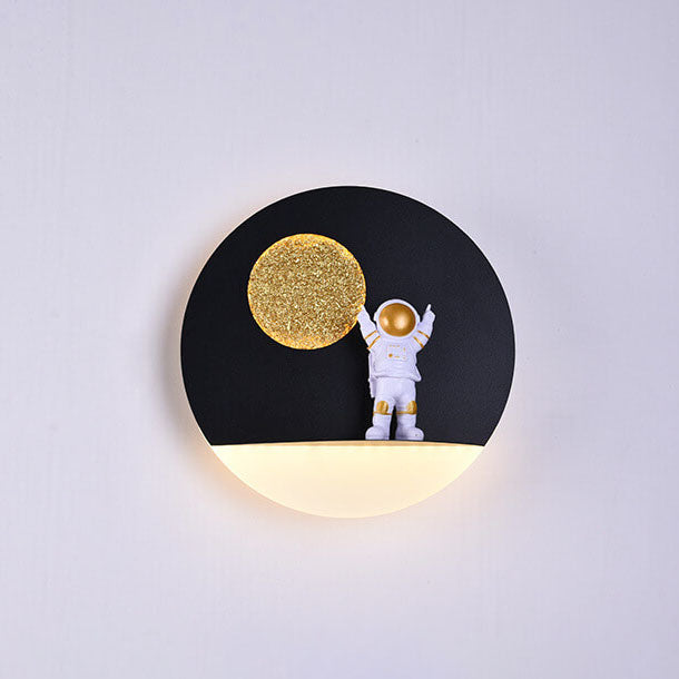Junips | Contemporary Creative Iron Resin Round Astronaut LED Wall Light Lamp for Bedroom