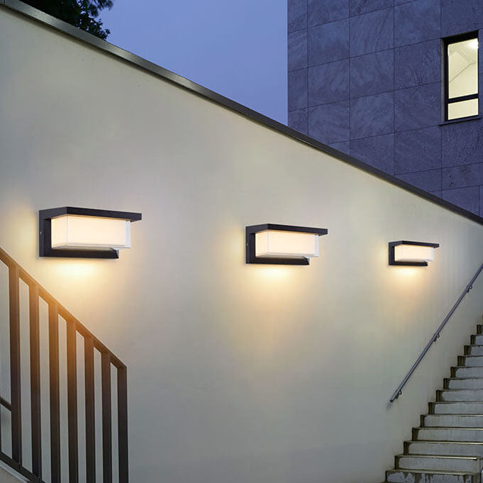Junips | Modern Minimalist Solar Rectangle PC LED Outdoor Wall Light Lamp For Outdoor Patio