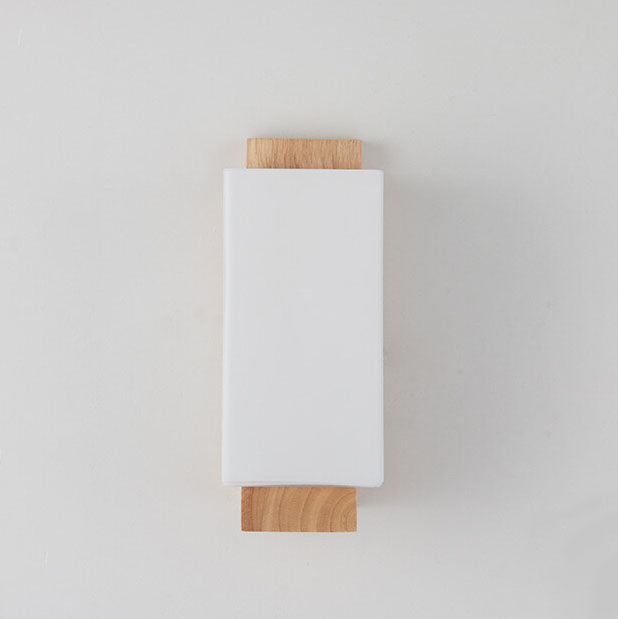 Junips | Modern minimalist solid wood square glass column 1-light wall sconces lamp