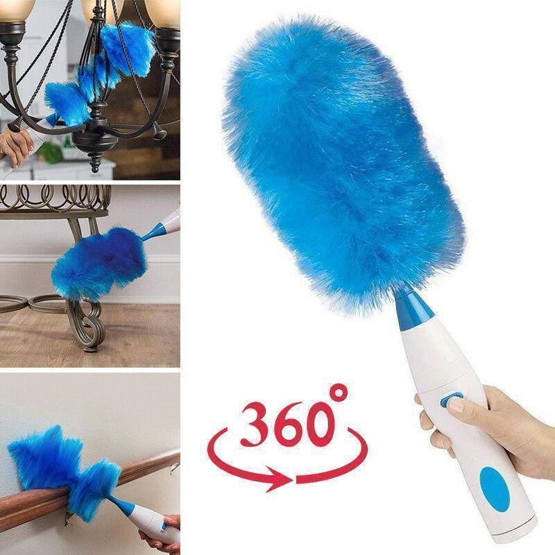 Junips | 360° rotating electric spin duster motorized dust cloth with 2 brushes