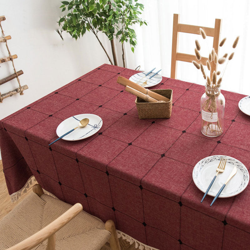 Junips | Waterproof Oil-resistant Rectangular Tablecloth Cotton Linen Wrinkle-resistant Tablecloth for Kitchen Dining Room Buffet Party