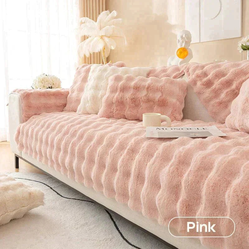 Junips | Rabbit Fleece Sofa Cover | Non-Slip Plush Protector | Machine Washable | Soft & Cozy Home Decor