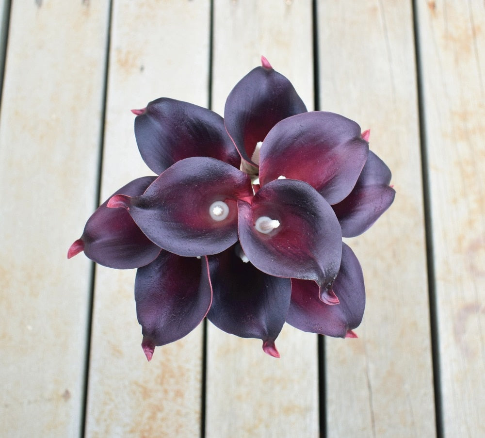Junips | 10 marine blue Calla lily PU Real Touch flowers wedding decoration bouquets table decoration artificial flowers home decor