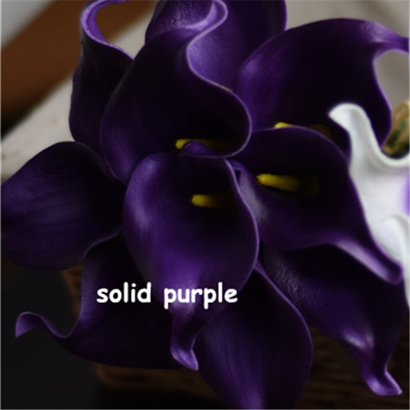 Junips | 10 marine blue Calla lily PU Real Touch flowers wedding decoration bouquets table decoration artificial flowers home decor