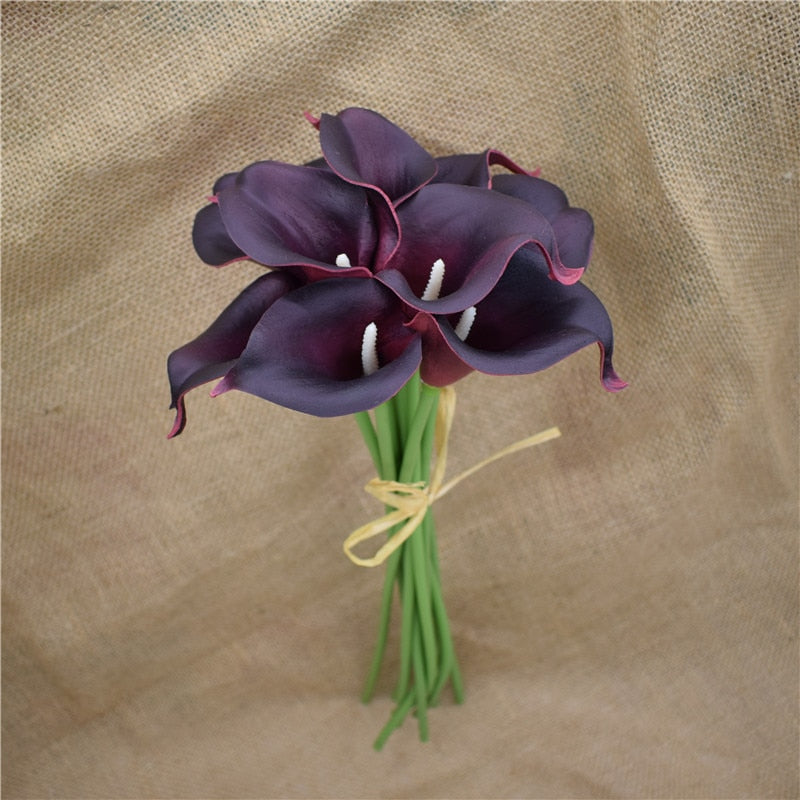 Junips | 10 marine blue Calla lily PU Real Touch flowers wedding decoration bouquets table decoration artificial flowers home decor