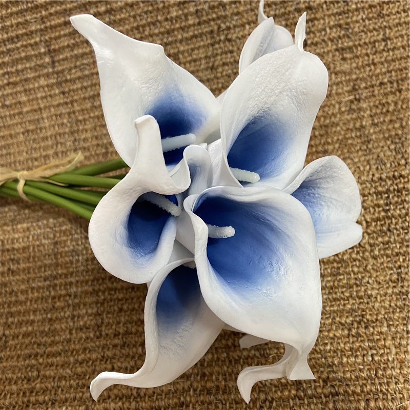 Junips | 10 marine blue Calla lily PU Real Touch flowers wedding decoration bouquets table decoration artificial flowers home decor