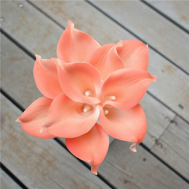 Junips | 10 marine blue Calla lily PU Real Touch flowers wedding decoration bouquets table decoration artificial flowers home decor