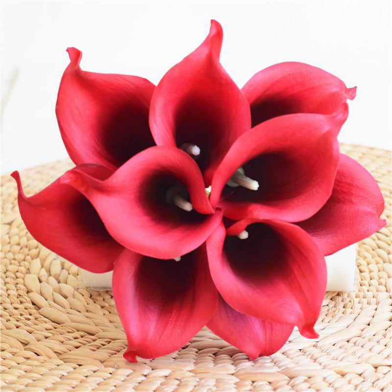 Junips | 10 marine blue Calla lily PU Real Touch flowers wedding decoration bouquets table decoration artificial flowers home decor
