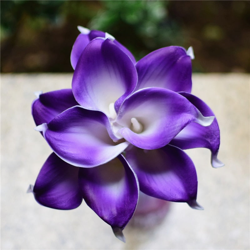 Junips | 10 marine blue Calla lily PU Real Touch flowers wedding decoration bouquets table decoration artificial flowers home decor